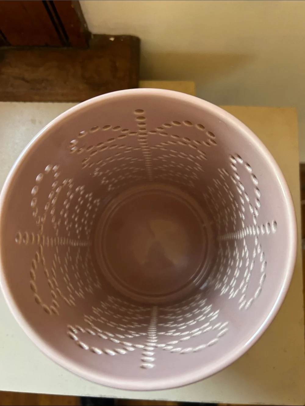 Orla Kiely Pink Ceramic Lantern with Pierced Leaf Pattern EUC